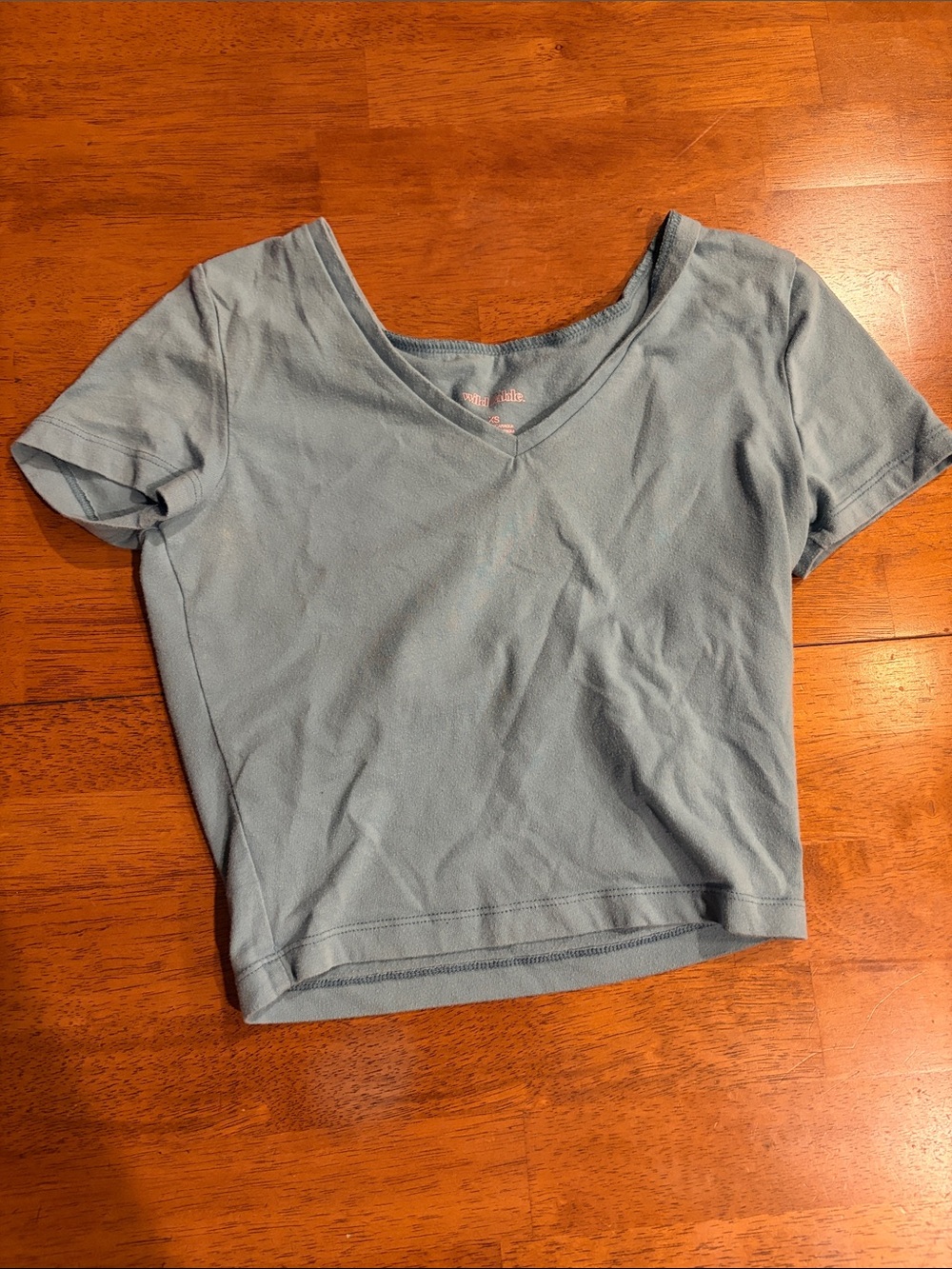 wild fable Light Blue Cropped V‑Neck Tee